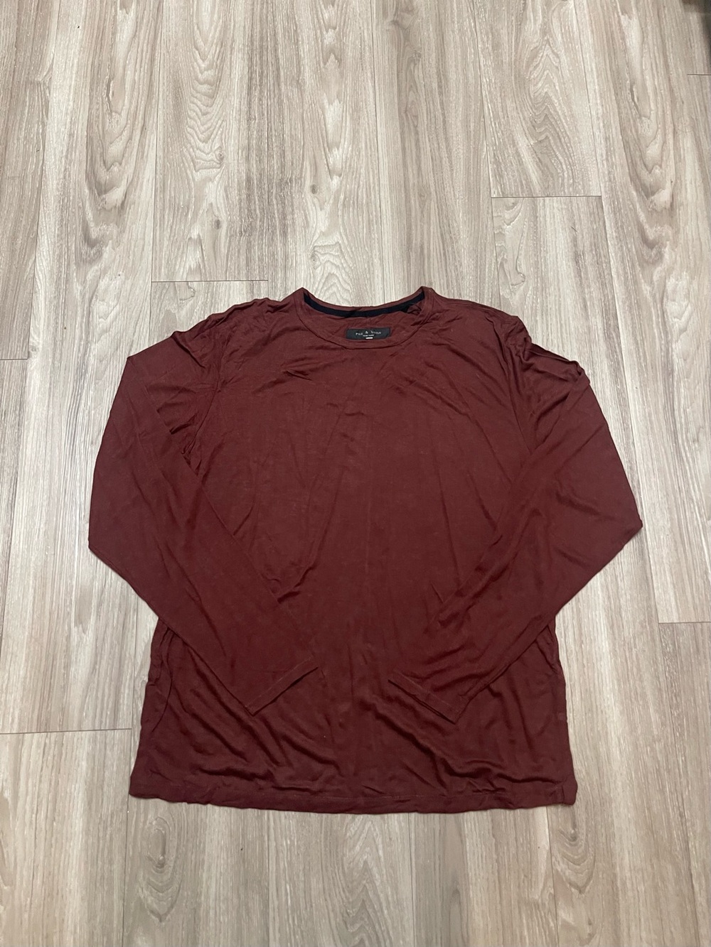 rag & bone Men's Long-Sleeve Crewneck Shirt - Maroon